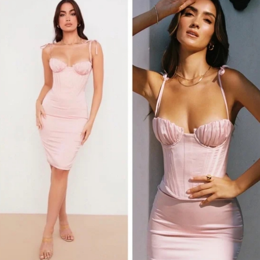 House of CB Alma Pink Bustier Dress Sz M